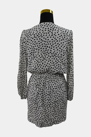 SHEIKE White Black Spotted Long Sleeve Wrap Dress