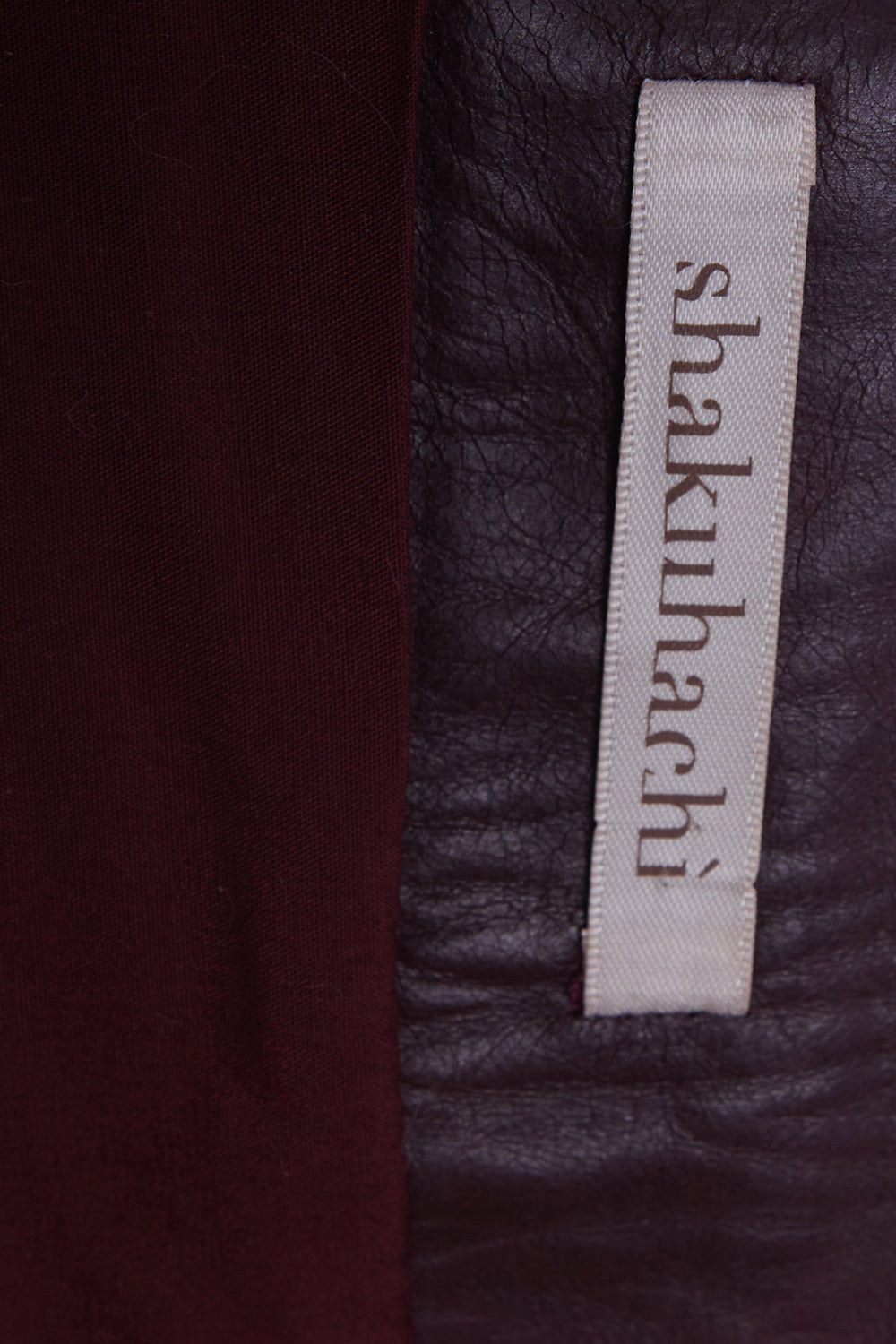 SHAKUHACHI Burgundy Tab Detail Leather Mini Skirt
