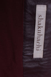 SHAKUHACHI Burgundy Tab Detail Leather Mini Skirt