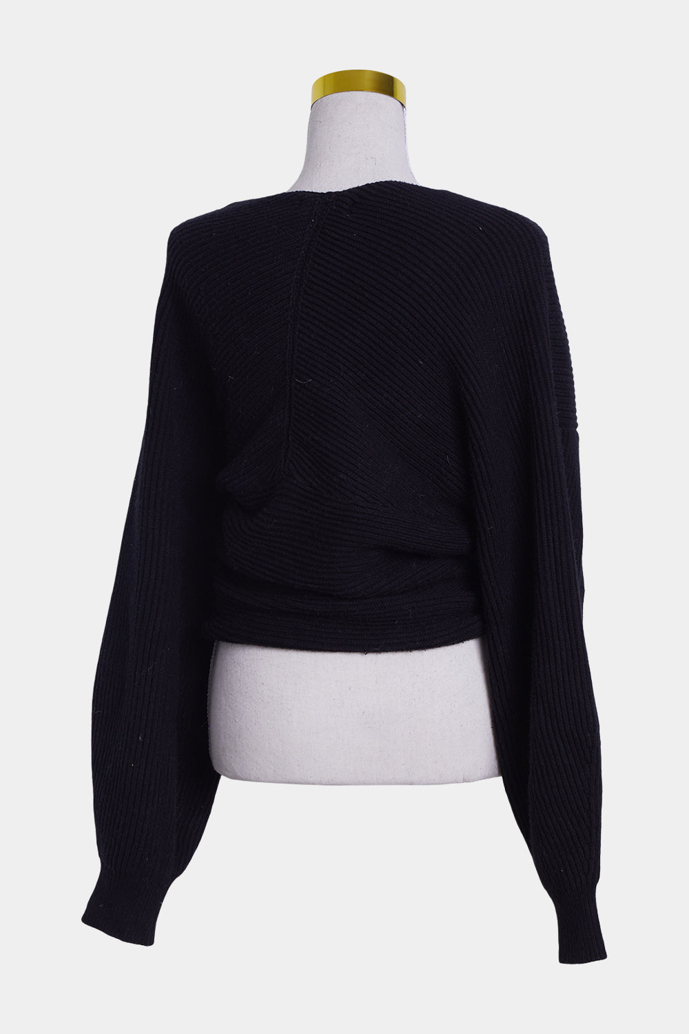 HENNE Black Off Shoulder Cross Front Sweater