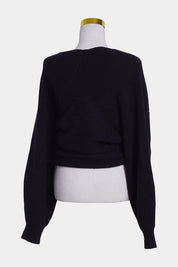 HENNE Black Off Shoulder Cross Front Sweater