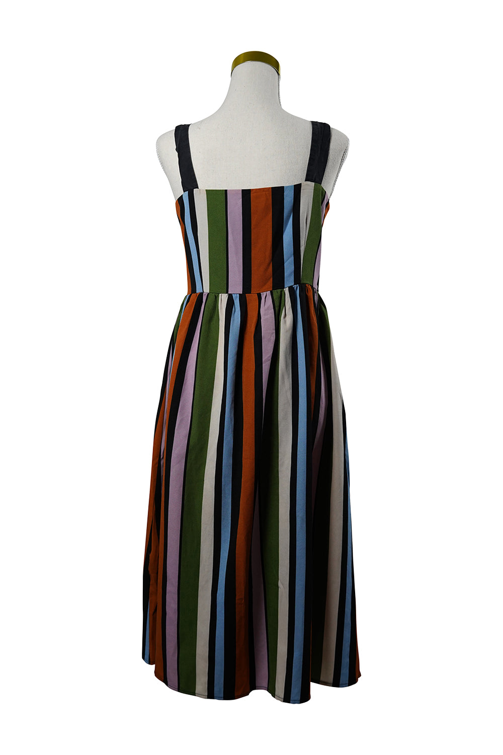 Assorted Brands Orange, Blue, White, Green, Purple, Black Multi Striped Midi Dress