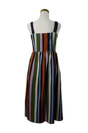 Assorted Brands Orange, Blue, White, Green, Purple, Black Multi Striped Midi Dress
