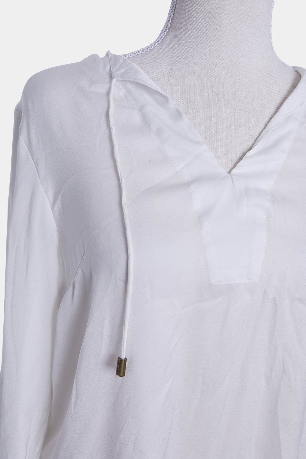LEONI White Tie Neck Blouse