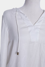 LEONI White Tie Neck Blouse