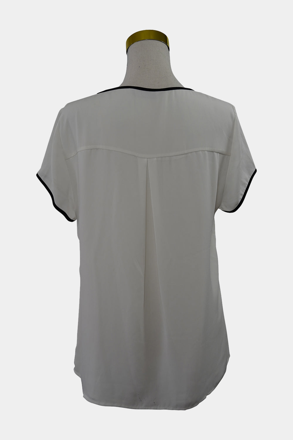 JACQUIE White Contrast Trim Short Sleeve Blouse