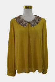 SAMBARA Yellow and Gold Collard Blouse