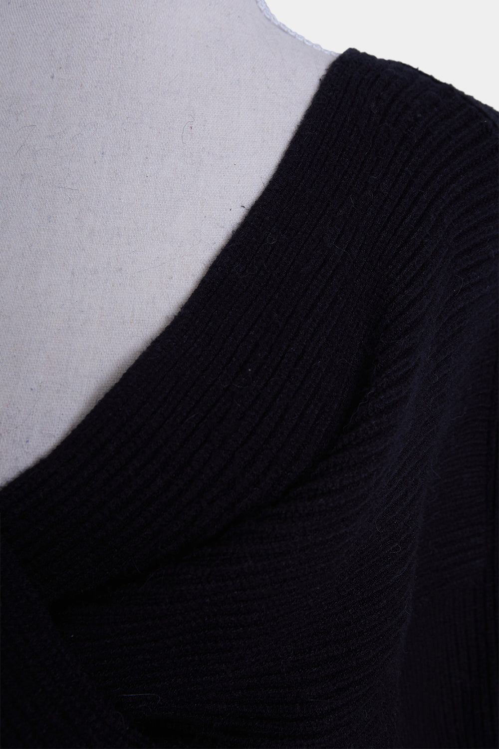 HENNE Black Off Shoulder Cross Front Sweater