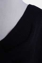 HENNE Black Off Shoulder Cross Front Sweater