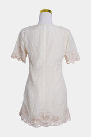 Alice Mccall Cream Embroiderie Anglaise Zip Up Shirt Dress