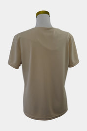 Perri Cutten Beige V-Neck Short Sleeve Blouse