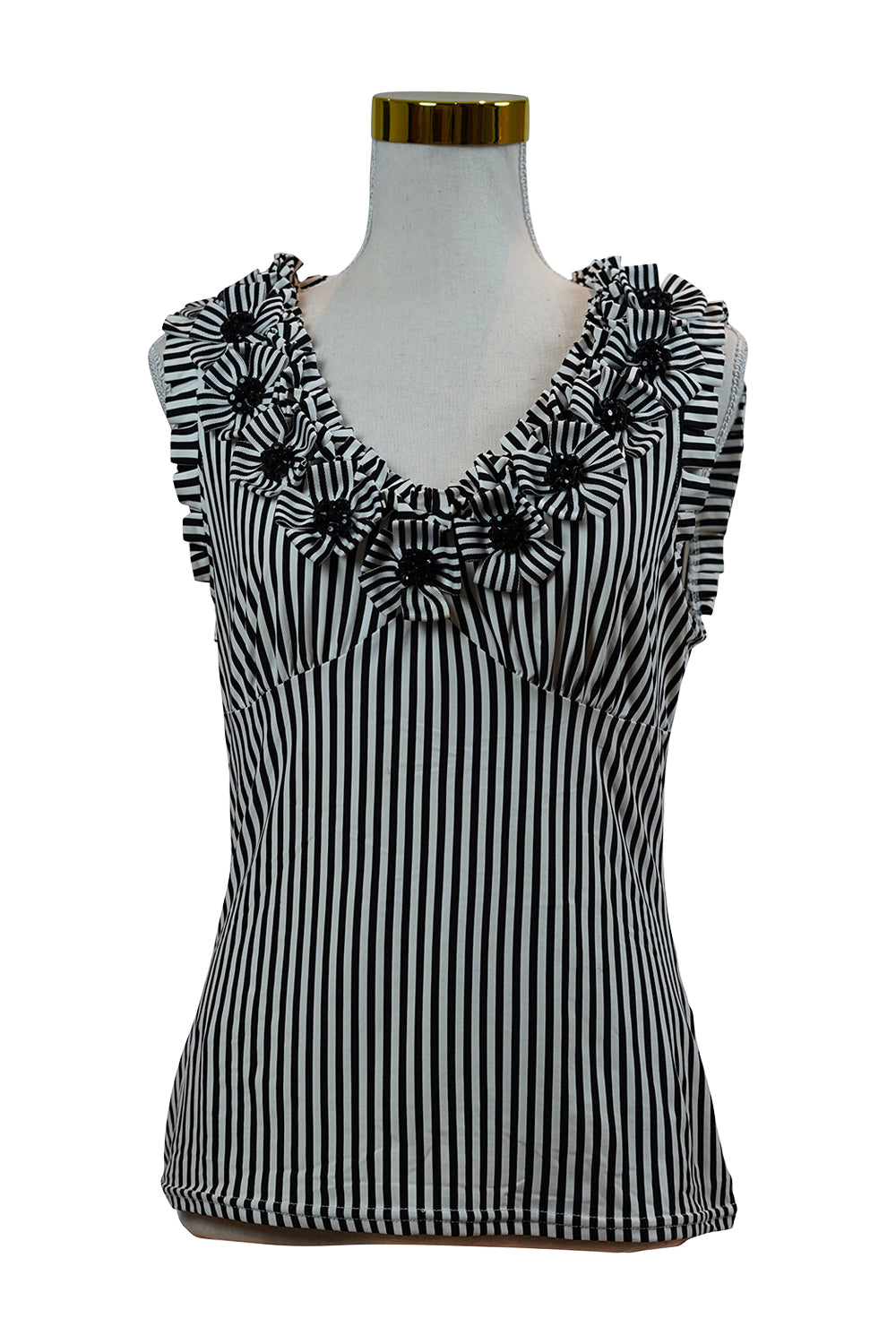 Blanc Nature Black, White Striped Blouse Tank