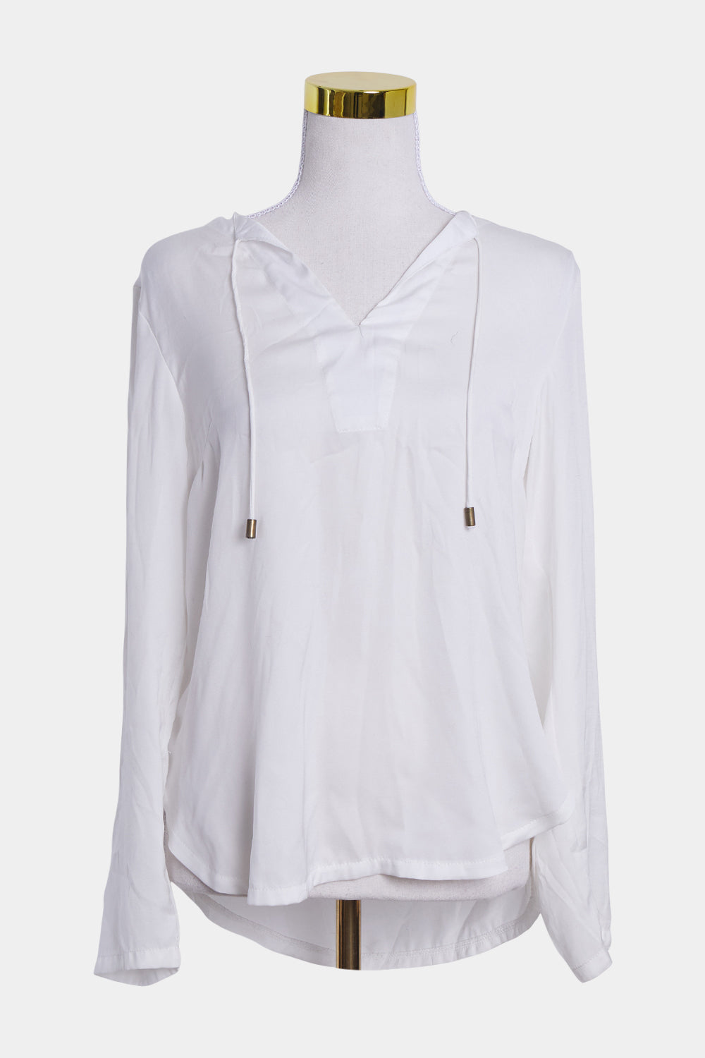 LEONI White Tie Neck Blouse
