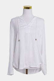 LEONI White Tie Neck Blouse