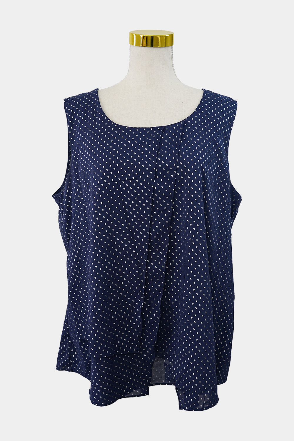 Liz Jordan Navy and Silver Teardrop Sleeveless Blouse