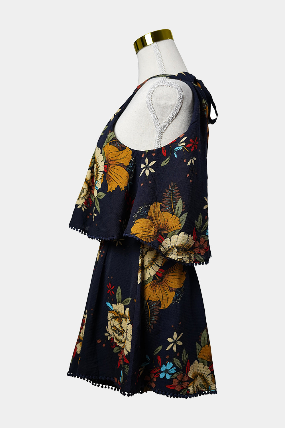 PILGRIM Navy Floral Halter Short Jumpsuit