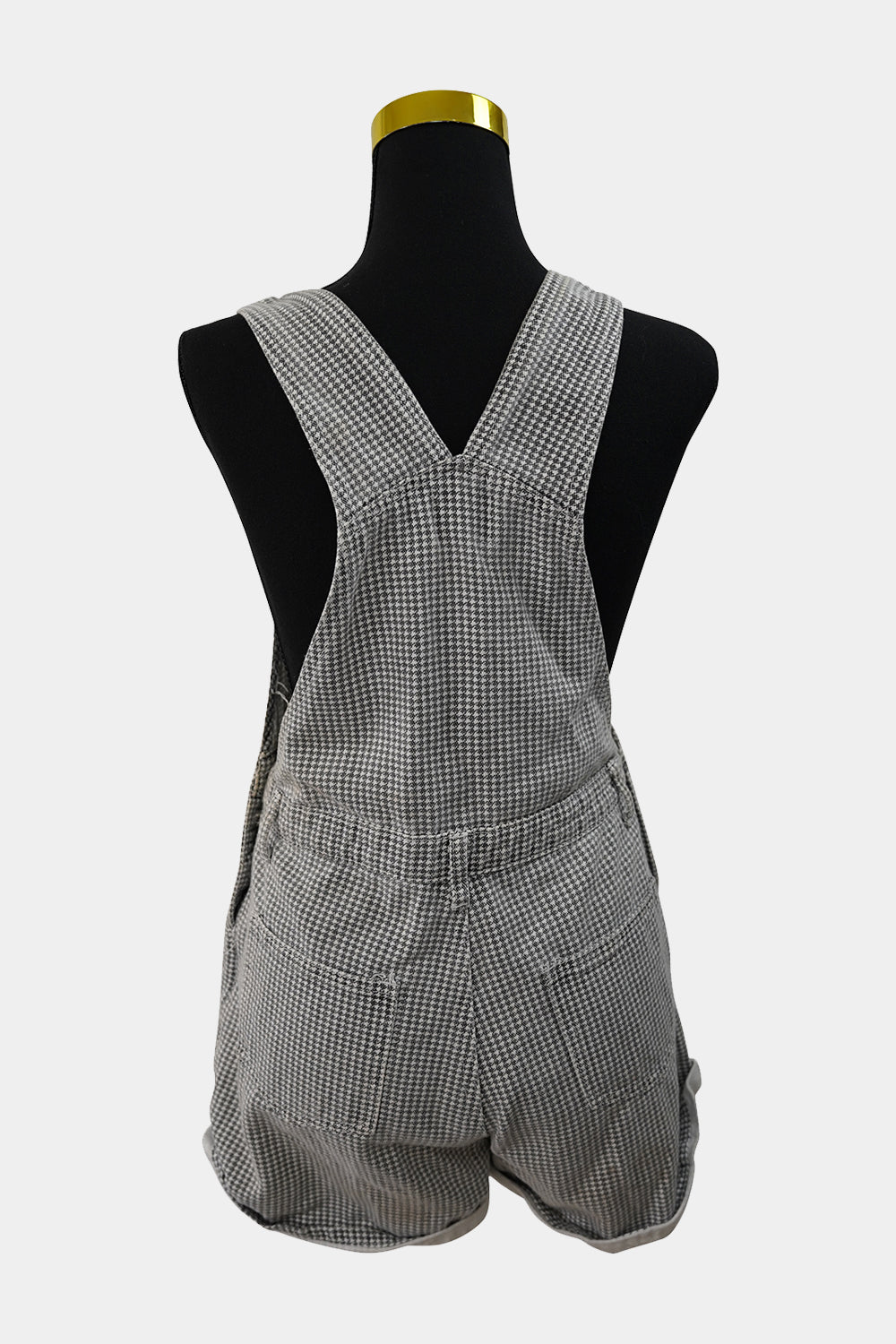 Princess Polly Grey White Houndstooth Short Dungarees