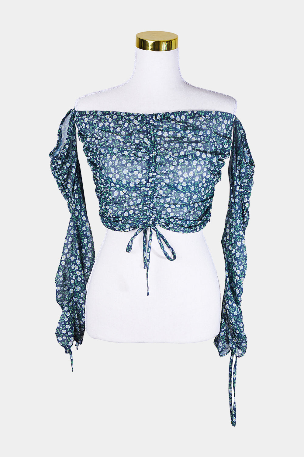 The East Order Blue Floral Crop Blouse