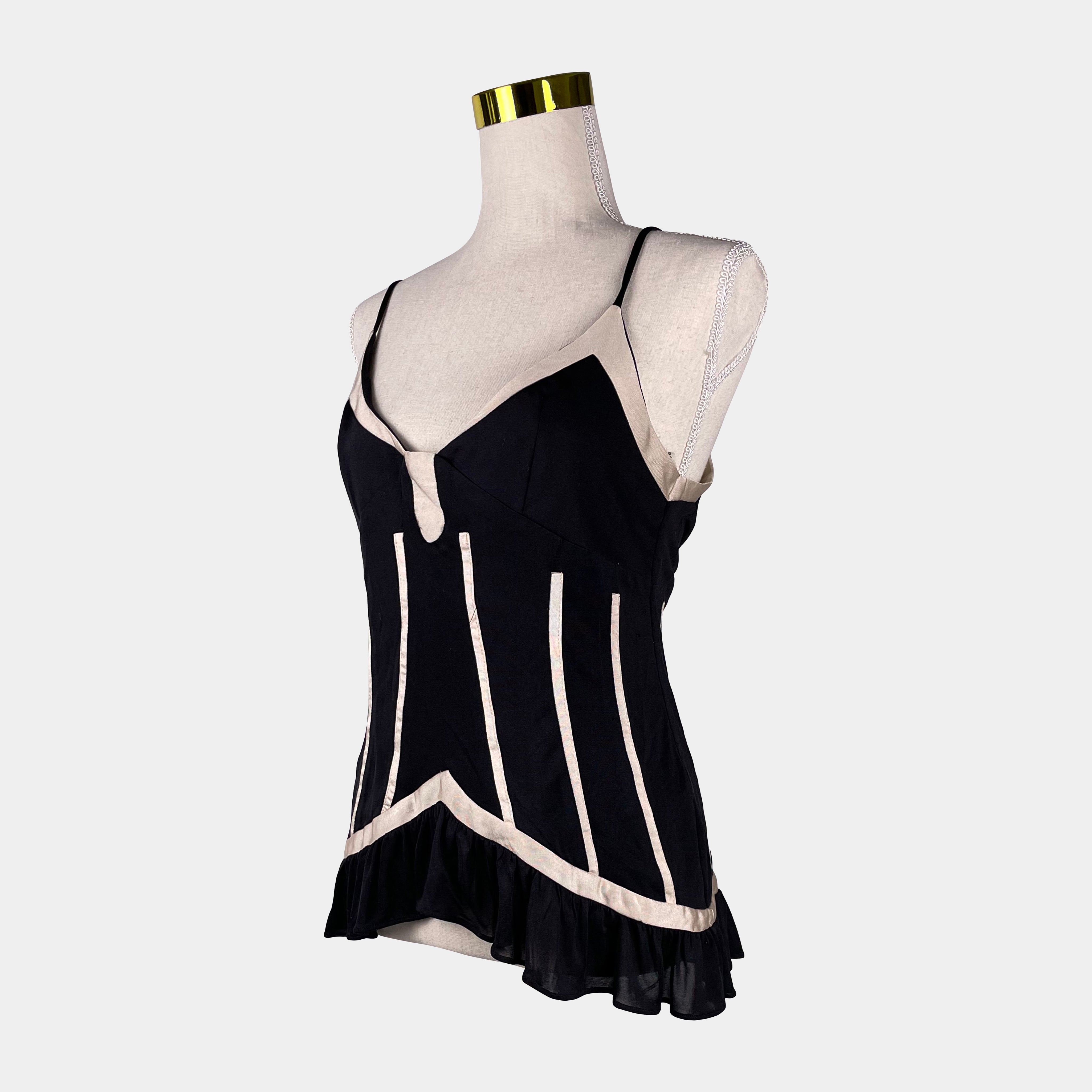 Sass & Bide Cream, Black Frill Top