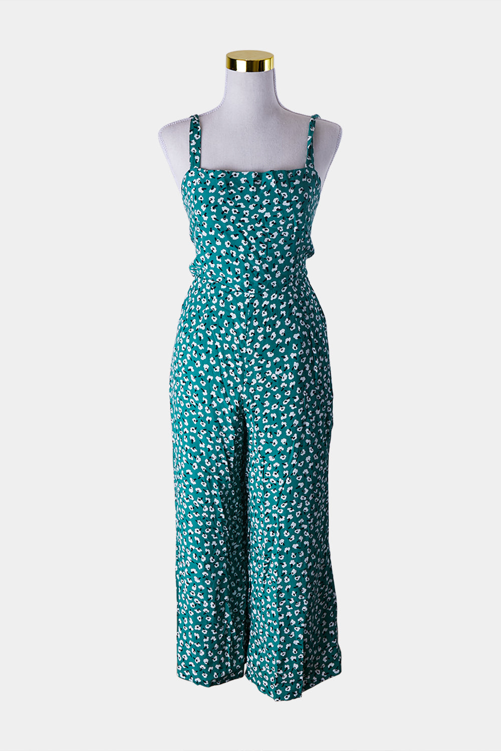 Faithfull The Brand Green Print Tie Back Jumpsuit