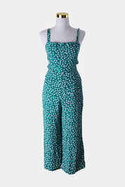 Faithfull The Brand Green Print Tie Back Jumpsuit