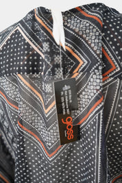 SPICYSUGAR Black Patterened Long Sleeve Wrap Blouse