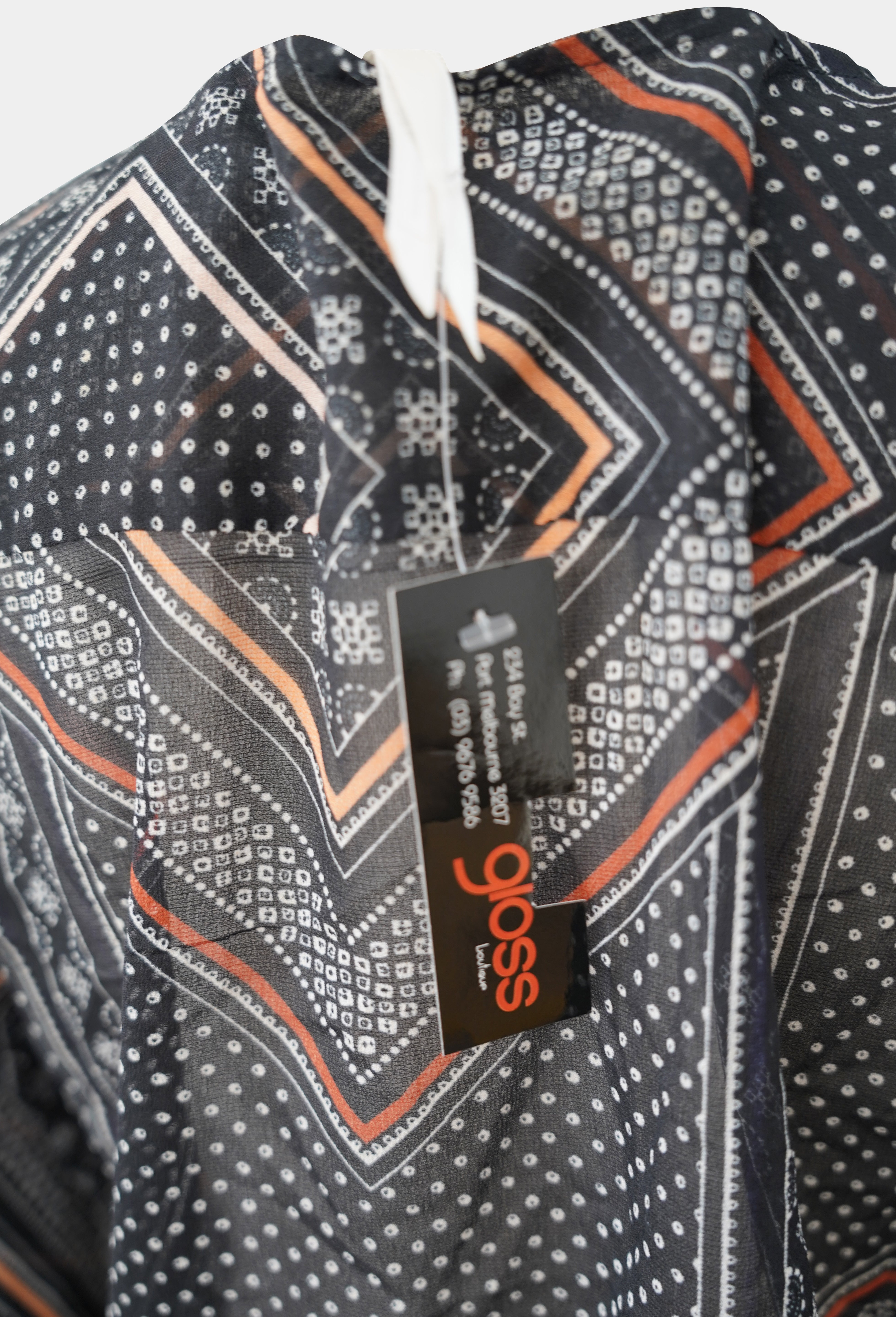 SPICYSUGAR Black Patterened Long Sleeve Wrap Blouse