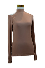 WITCHERY Pale Burnt Orange Knit Long Sleeve with Cutout
