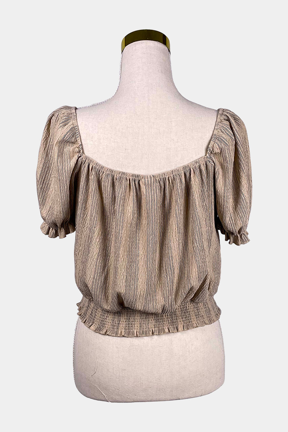 H&M Beige Striped Elasticied Blouse