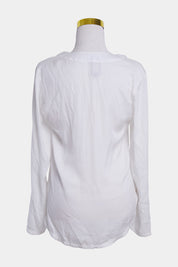LEONI White Tie Neck Blouse