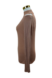 WITCHERY Pale Burnt Orange Knit Long Sleeve with Cutout