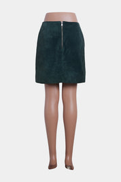 Ena Pelly Dark Green Suede Mini Skirt
