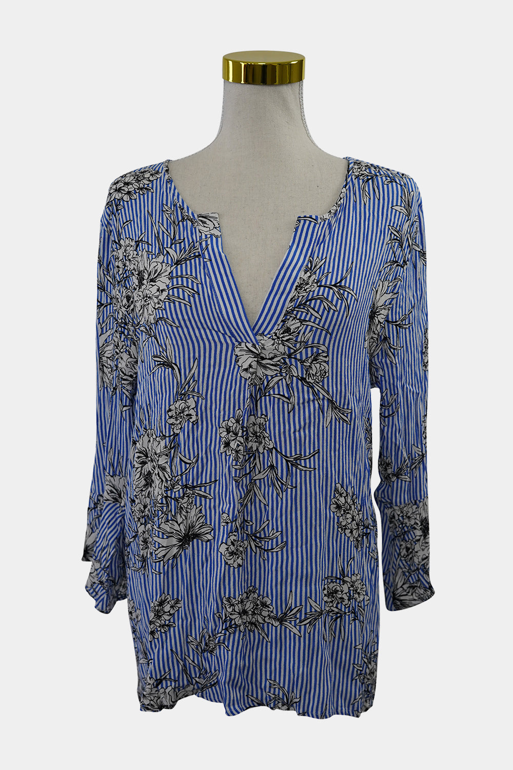 JUMP Blue, White Stripe 3/4 Sleeve Blouse