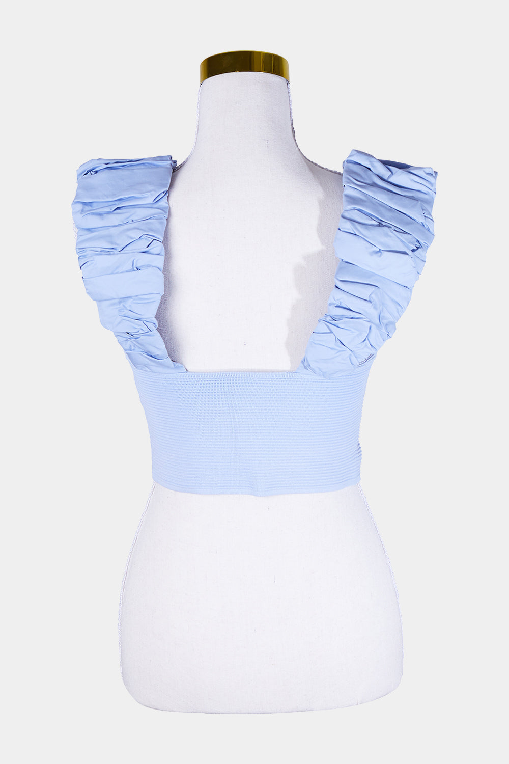 AJE Blue Frill Crop Top