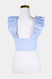 AJE Blue Frill Crop Top