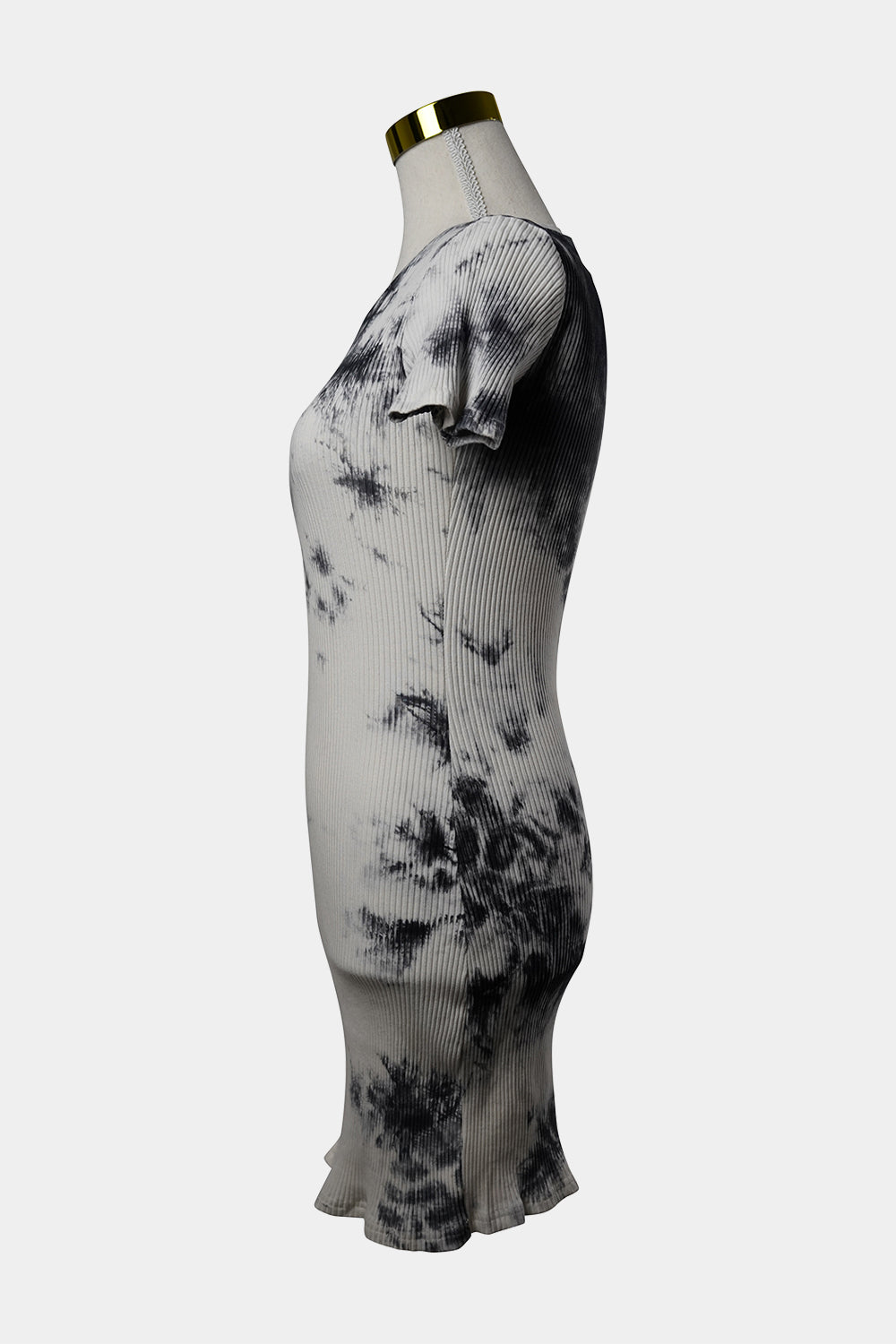 Princess Polly White, Smokey Grey Tie-Dye Ribbed T-Shirt Dress