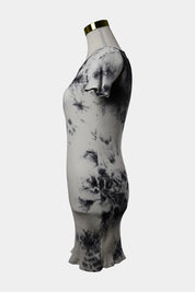 Princess Polly White, Smokey Grey Tie-Dye Ribbed T-Shirt Dress