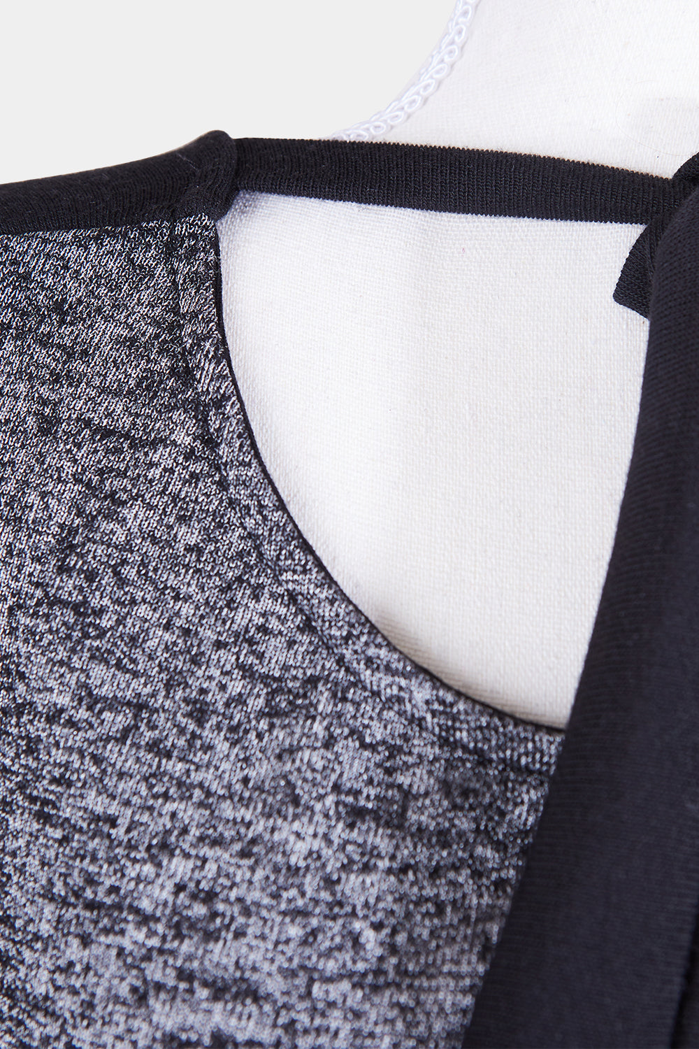 MARLE Grey Marle, Black Neck Tie Long Sleeve Top