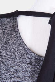 MARLE Grey Marle, Black Neck Tie Long Sleeve Top