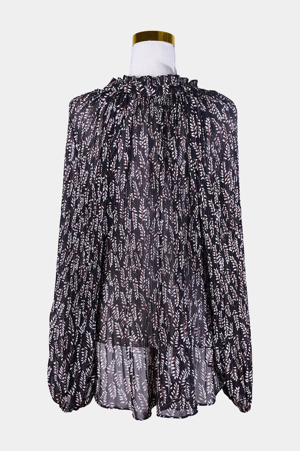 Style Me Over Black, White, Print Print Pleated Blouse