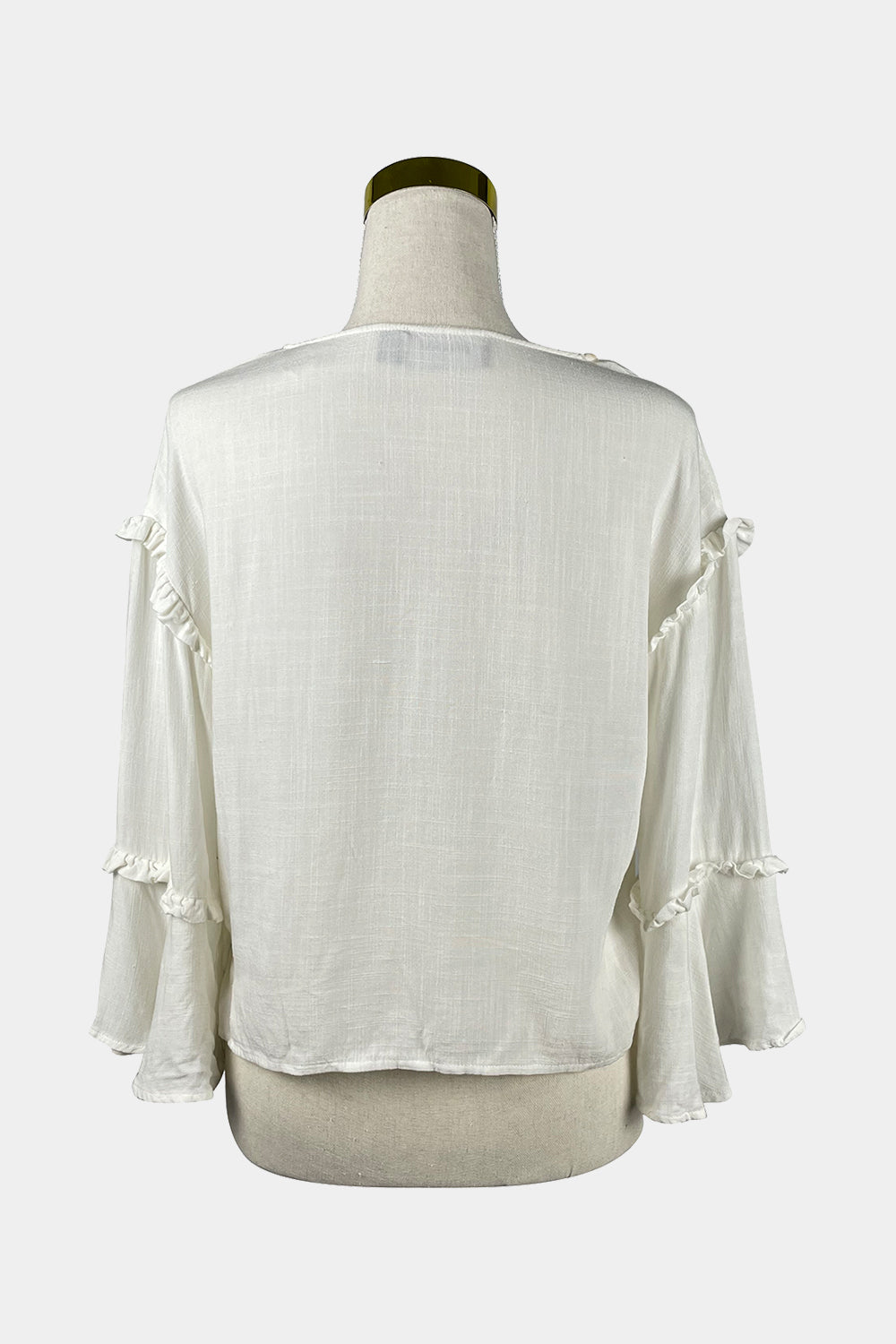 MINKPINK White Long Sleeve Frill Blouse