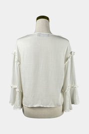 MINKPINK White Long Sleeve Frill Blouse