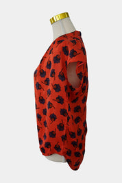 Country Road Orange Floral V Neck Blouse