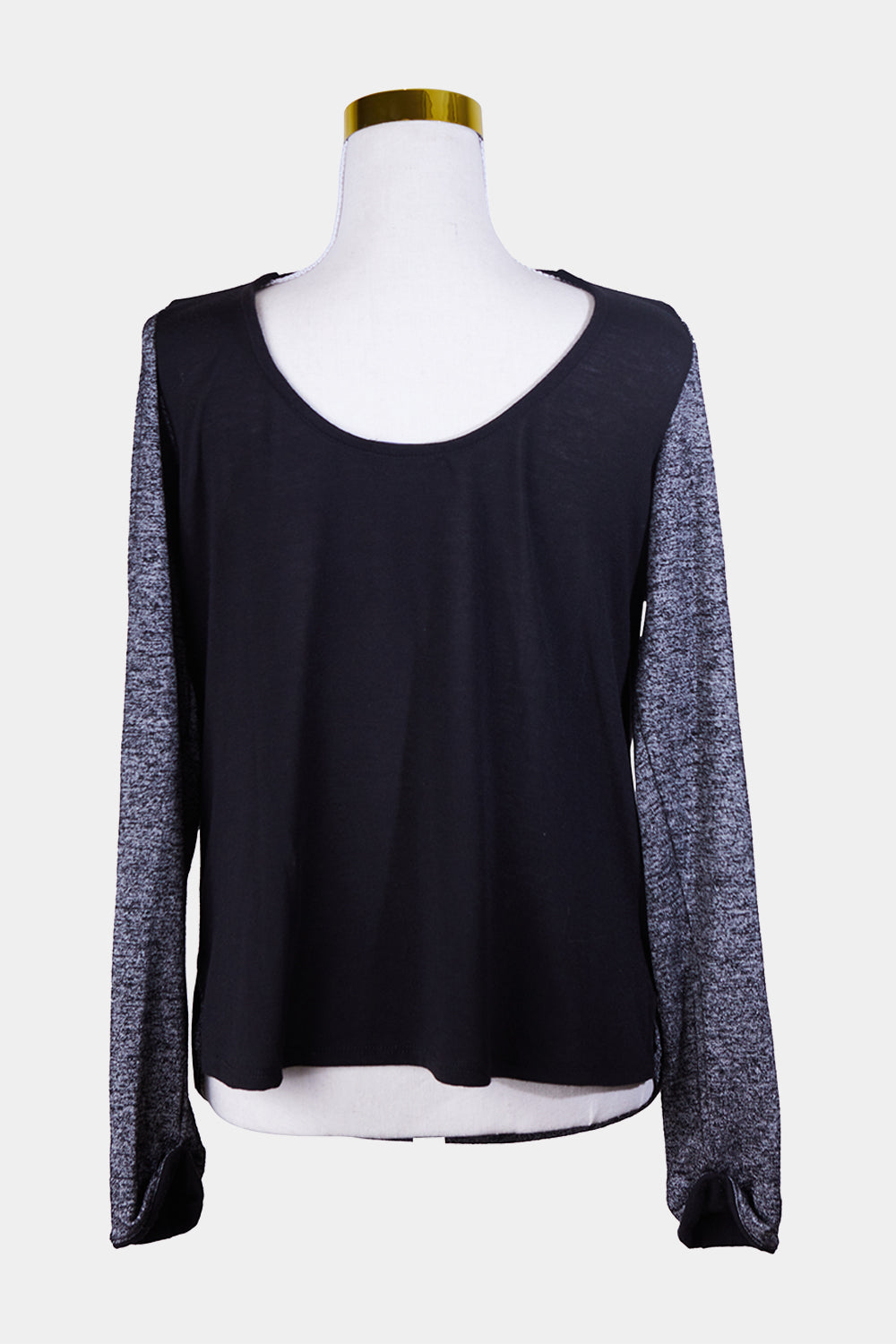 MARLE Grey Marle, Black Neck Tie Long Sleeve Top