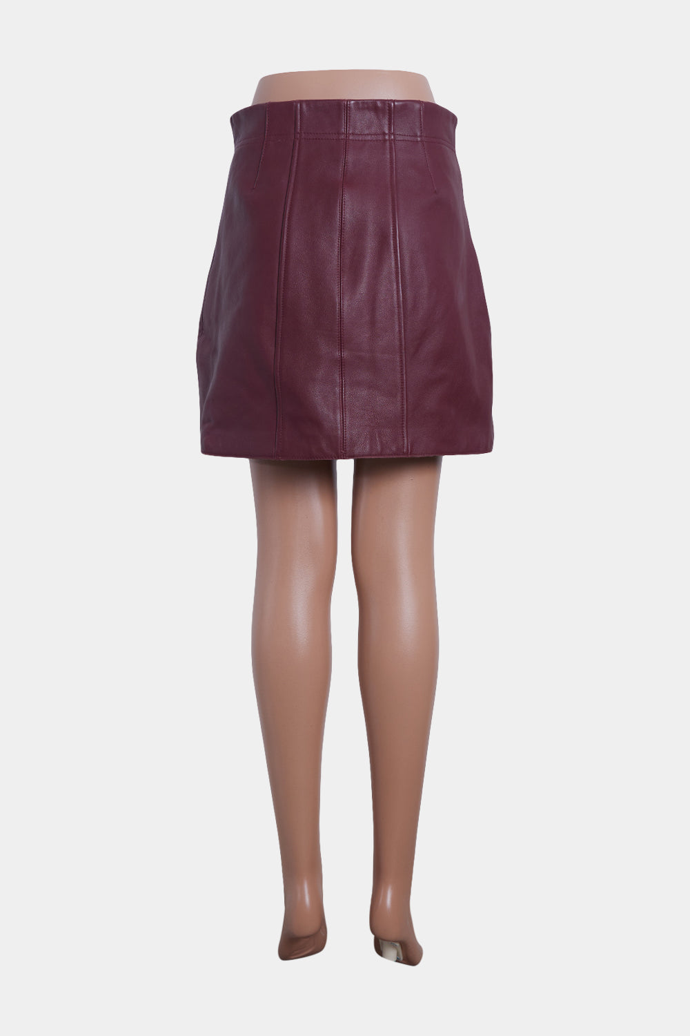 Alice Mccall Burgundy Leather Zip Detail Mini Skirt