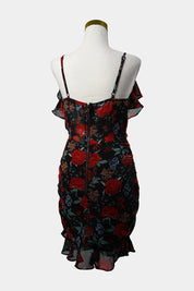 PILGRIM Black Floral Mini Dress with Ruched Length