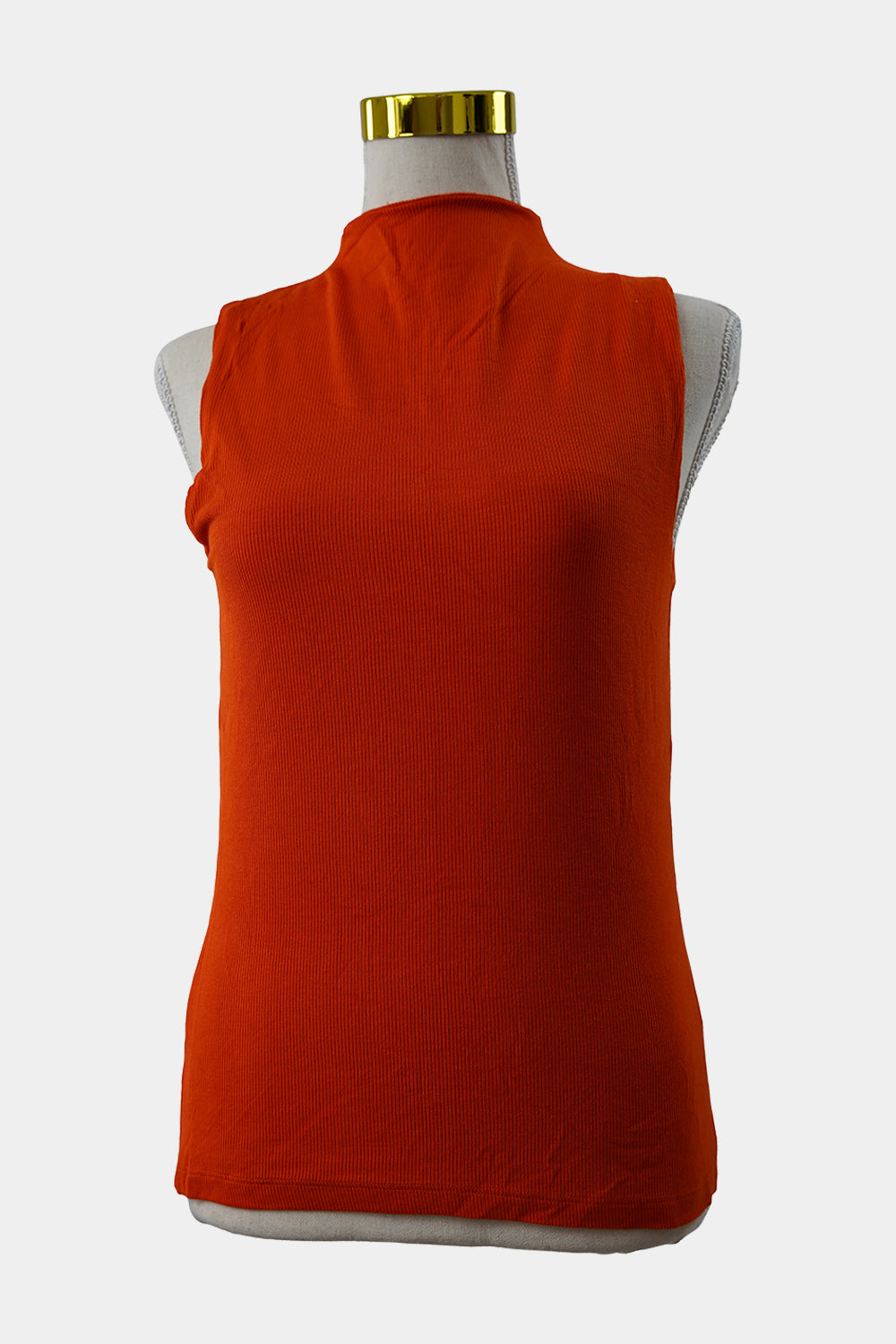 WITCHERY Orange Ribbed Mockneck Sleeveless Top