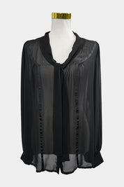 SAGA Black Sheer Button Down Blouse