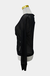 Jv Selection Black Mesh Zip Up Long Sleeve