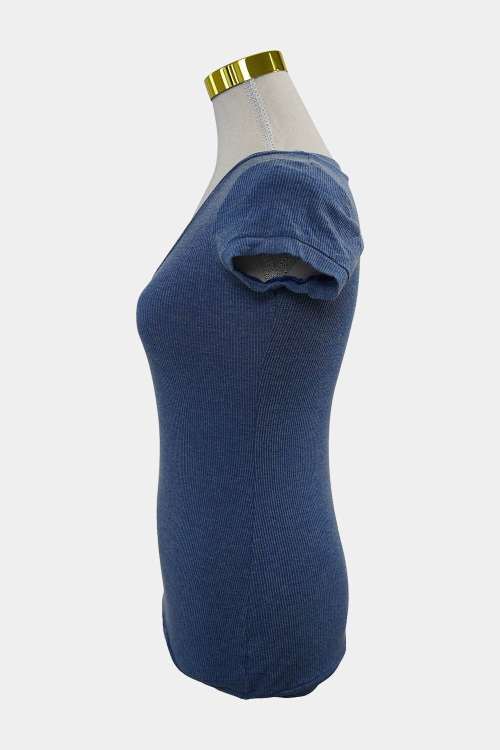 METALICUS Blue Ribbed Scoop T-Shirt
